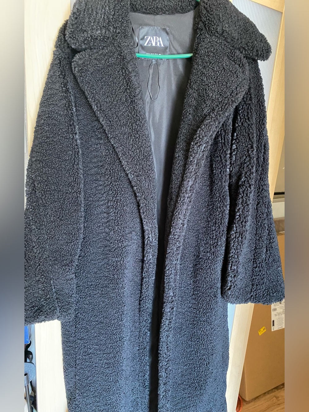 ZARA Black Teddy Faux-Shearling Coat